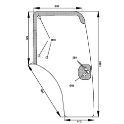 Case - IH JX1075V Maxxima D6864 Durų stiklas