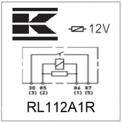Case - IH 260 RL112A1R Relė 12V, normaliai atidaryta, 40A, su rezistoriumi, be laikiklio