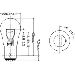 Case - IH 315 B1203 lemputė Įprasta sfera S25 12V 21W/5W BAY15d Kramp