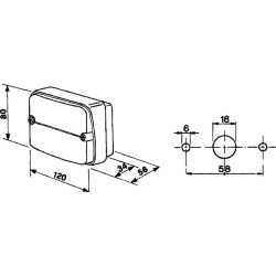 Massey Ferguson 374 02394000 Galinis žibintas stačiakampis, raudonas/gintaras, užsukamas, 120x80mm AMP kištukas, Cobo