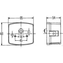 Massey Ferguson 1250 2BE003182091 Krypties ir gabaritinis apšvietimas LH 21W, kvadratinis, 12V, gintaro spalvos/skaidrus, prisuk