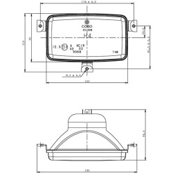 Massey Ferguson 3435 05630000 Priekinių žibintų įdėklas Halogeninis, stačiakampis, skaidrus, 155x96,3x92mm, Cobo