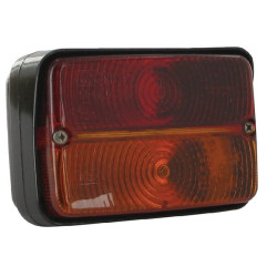 Massey Ferguson 3455 02394000 Galinis žibintas stačiakampis, raudonas/gintaras, užsukamas, 120x80mm AMP kištukas, Cobo