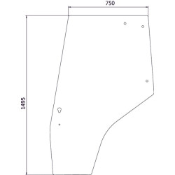 Massey Ferguson 4345 3825716M1N Durų stiklas kairysis