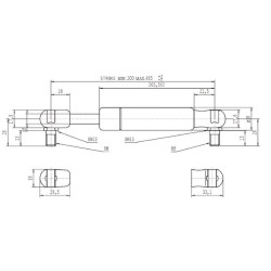 Massey Ferguson 4345 CA094552 Dujinis statramstis L485mm 150N Stabilus