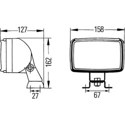 Massey Ferguson 5470 Tier 3 1GA006991041 Darbinis žibintas halogeninis, 55/70W, stačiakampis, 12/24V, baltas, spaustukas, 158x12