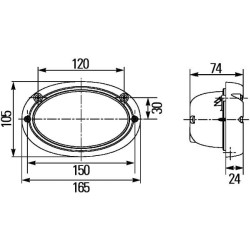 Massey Ferguson 5425 1GA996161101 Darbinis šviestuvas Halogeninis, ovalus, 12V, skaidrus/baltas, 165x74x105mm AMP kištukas, Hell