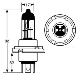 Massey Ferguson 265 VLC0012 lemputė Halogen R2 12V 60W/55W Vapormatic