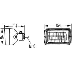 Massey Ferguson 375 1GA006875001 Darbinis šviestuvas halogeninis, 55/70W, stačiakampis, 12/24V, baltas, 154x114x94mm, Hella