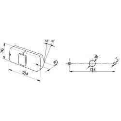 Massey Ferguson 565 02369000 Galinis žibintas RH stačiakampis, 12V, raudonas/gintaras, užsukamas, 184x76mm, 4 kontaktų, Cobo