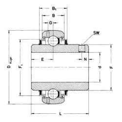 Massey Ferguson 6235 GYE35KRRB guolio įdėklas 35x72x19mm INA/FAG