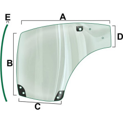 New Holland T7.190 Classic VPM7424 Durų dešinės pusės stiklas