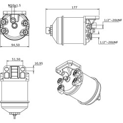 New Holland 5110 FI522CUNF12 Kuro filtras vienas įėjimas-išėjimas 1/2" UNF x 20