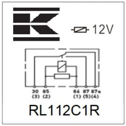 New Holland TS100A RL112C1R Mini relay 12V, changeover, 30A/40A, with resistor, without holder