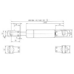 New Holland TN75DA CA1667NQ Gas strut L190mm 200N Stabilus