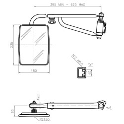 New Holland TN85DA CA6103001 Mirror with telescopic arm left