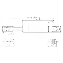 New Holland 8670 CA752967 Gas strut L585mm 250N Stabilus