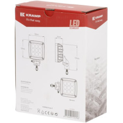 New Holland T7530 LA10555 Work light LED, 27W, 3000lm, square, white, 10/30V, Deutsch plug, Wide flood, 9 LED's Kramp
