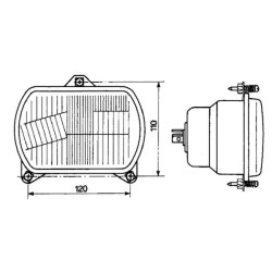 New Holland 4635 05389000 Headlight insert Halogen, rectangular, transparent, 155x65x155mm, Cobo