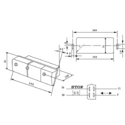 New Holland 4835 02350000 Rear light LH rectangular, red/amber, bolt on, 305x62x100mm Deutsch plug, Cobo