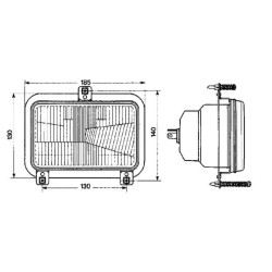 New Holland L65 05406000 Headlight insert halogen, rectangular, transparent, 167x74x74mm, Cobo