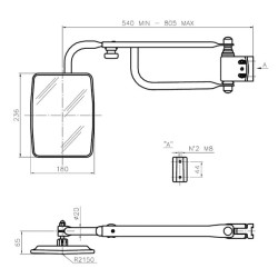 New Holland T5050 CA6101001 Mirror with telesc.arm L/R