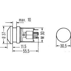 New Holland TD80D 6HF003916031 Hazard light switch, push switch, 12V, halogen, with bulb