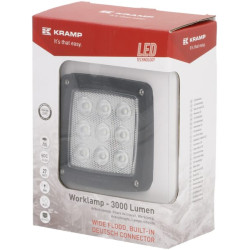 New Holland TVT135 LA10555 Work light LED, 27W, 3000lm, square, white, 10/30V, Deutsch plug, Wide flood, 9 LED's Kramp
