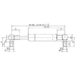 New Holland TVT190 CA2364LZ Gas strut L435.5mm 1900N Stabilus