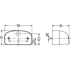 New Holland TVT190 2KA001386281 Number plate light 5W, rectangular, 12V, transparent, bolt on, 105x63mm, Blade terminal, Hella