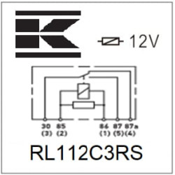 New Holland TM140 RL112C3RS Mini relay 12V, changeover, 30/40A, with resistor, with plug-in frame and holder