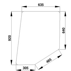 Case - IH 743 / 743XL D520484 Durų stiklas