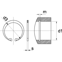 Vidinis žiedas 85x3mm DIN472 plienas Kramp 47285