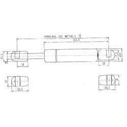 Case - IH MXM190 Maxxum Pro CA684899 Dujinis statramstis L585.5mm 200N Stabilus