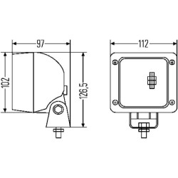 Halogeninis darbo žibintas, kvadratinis, 12/24V, baltas, 112x97x126,5 mm „Deutsch“ kištukas, „Ultrabeam“ iš „Hella“ 1GA007506391