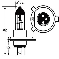 Case - IH 2150 VLC0472 lemputė Halogen H4 12V 60W/55W Vapormatic