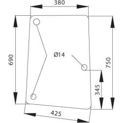 John Deere SE6300 D8183 Šoninis stiklas