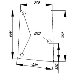 John Deere SE6100 L113305N Šoninis stiklas