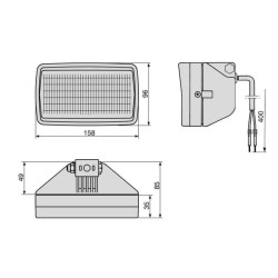 John Deere SE6920 0509510000 Darbinis šviestuvas halogeninis, 55/70W, stačiakampis, 12/24V, skaidrus, 96x85mm, Cobo
