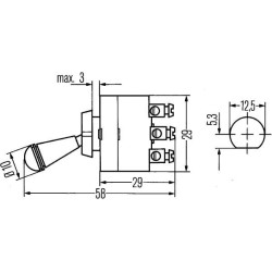 John Deere Įvairūs modeliai 6FG002312001 Svirties jungiklis, S28, 3 kontaktų, Ø 12,5 mm, chromas