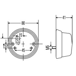 John Deere Įvairūs modeliai 2BA001259611 Indikacinė lemputė 18W, apvali, 12V, gintarinė, užsukama, Ø 80mm, Hella