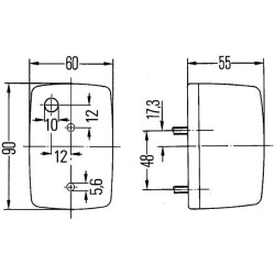 John Deere Įvairūs modeliai 2BA002652121 Indikacinė lemputė RH 21W, stačiakampė, 12V, gintarinė, užsukama, 90x55x60mm, Hella