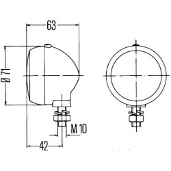 John Deere Įvairūs modeliai 2PF001648161 Žymeklis 5W, apvalus, 12/24V, skaidrus, prisukamas, Ø 73mm, Hella