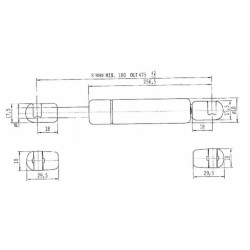 Case - IH 5140 CA722391 Dujinis statramstis L475mm 150N Stabilus
