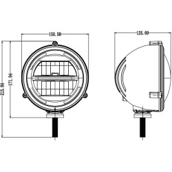John Deere 6100M Select, Select+, Premium LA80045 priekinių žibintų LED, apvalus, 10-30V, varžtas, Ø 150 mm, Kramp