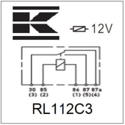 Case - IH 5220 RL112C3 Mini relė 12V, perjungiklis, 30A/40A, su laikikliu