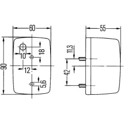 John Deere 1830 2BA002652101 Indikacinė lemputė 21W, stačiakampis, 12V, gintaras, užsukamas, 90x55x60mm, Hella