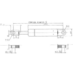 John Deere 2040S CA093017 Dujinis statramstis L225mm 180N Stabilus