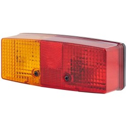 John Deere 2140 2SE003184011 Galinis žibintas LH stačiakampis, 12/24V, raudona/oranžinė/balta, užsukamas, 158x51x64mm, Hella