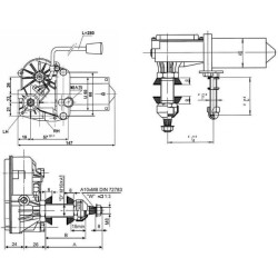 John Deere 3640 CA503034843 Valytuvo variklis 12V 90° velenas L:84,5mm Ø10mm